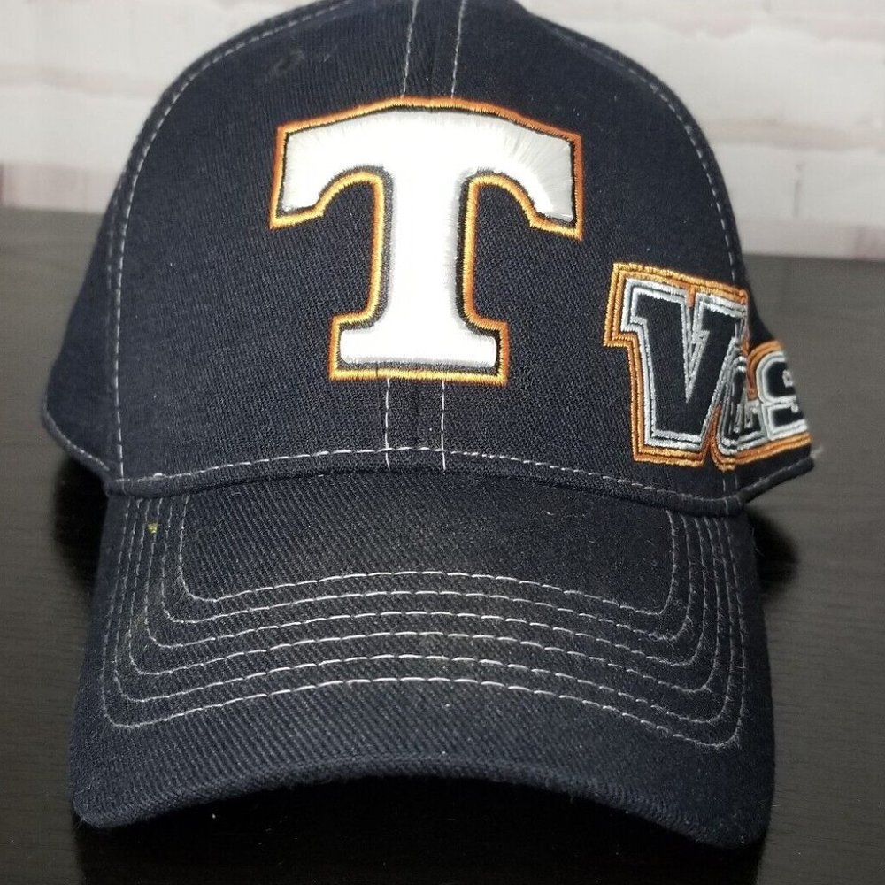 Vols TN Tennessee Fitted Cap Embroidered T Hat Cap Black Orange Era Mens OSFA